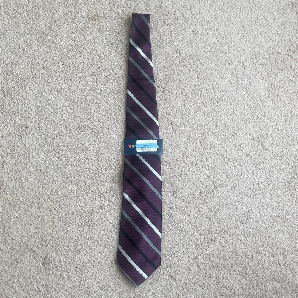 NWT Knightsbridge Striped Tie in Purple and Silver